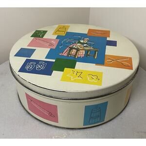 Vintage 1950s NY Swersey’s Deluxe Danish Cookies MCM 9.75" Round Tin Container
